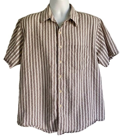 Van Heusen Short Sleeve Button Down Lightweight Cotton Men's Large - Picture 2 of 8